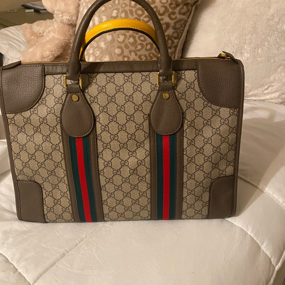 Gucci yellow handle tote!